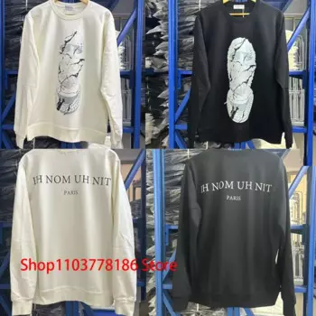 Американский уличный стиль 1:1 Высокое качество IH NOM UH NIT Толстовка с капюшоном Destroy Crack Masked Man Print Ih Nom Uh Nit Пуловер с круглым вырезом Топ