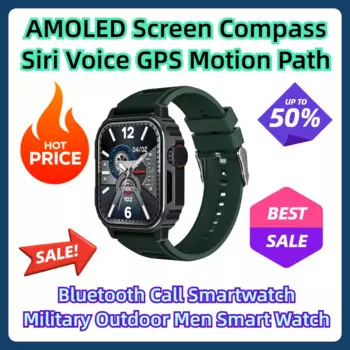 AMOLED-экран, компас, голос Siri, GPS, дорожка движения, Bluetooth-вызов, умные часы, военные уличные мужские умные часы