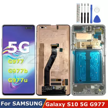 AMOLED дисплей 6,7 дюйма для Samsung Galaxy S10, Женский ЖК-дисплей G977, сенсорный экран G977B, G977U, G977N с рамкой, дигитайзер в сборе, ремонтные инструменты