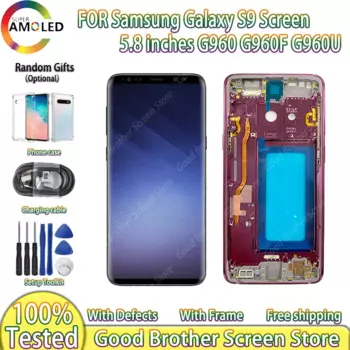 AMOLED дисплей для SAMSUNG Galaxy S9, совместимость G960F ЖК-дисплей G960, дигитайзер сенсорного экрана, запасные части с сенсорной панелью в рамке