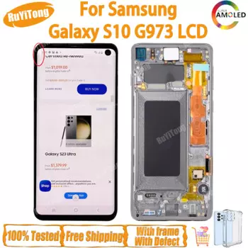AMOLED дисплей S10 G973U ЖК-дисплей для Samsung Galaxy S10 G973 протестирован с рамкой SM-G973F дигитайзер экрана дисплея в сборе