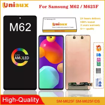 AMOLED ЖК-дисплей для Samsung Galaxy M62 F62 ЖК-дисплей M625 E625, дигитайзер сенсорного экрана в сборе, замена с рамкой