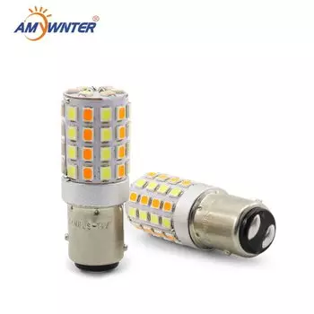 AMYWNTER 1157 P21/5W 1156 светодиодный Canbus светодиодный дневная Рабочая Лампа 12 В 1157 двухцветная лм Drl