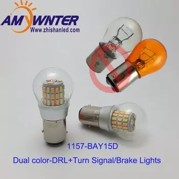 AMYWNTER Супер яркий BAY15D P21/5W 1157 Светодиодные дневные ходовые огни Сигнальная лампа 12 В Двойной цвет Белый Желтый
