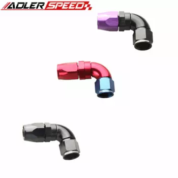 AN4 AN6 AN8 AN10 AN12 90-градусный алюминиевый поворотный фитинг с полным потоком, конец шланга, черный, красный/синий