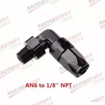 AN6 до 1/4 "1/8" 3/8 "NPT 90 градусов Алюминиевый Поворотный концевой фитинг шланга адаптер