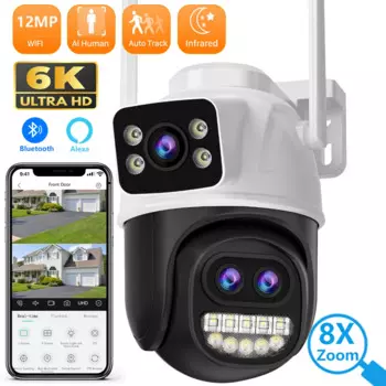 ANBIUX 12MP PTZ WIFI камера 8X цифровой зум Двойной объектив двойной экран Обнаружение человека 8MP камера наблюдения