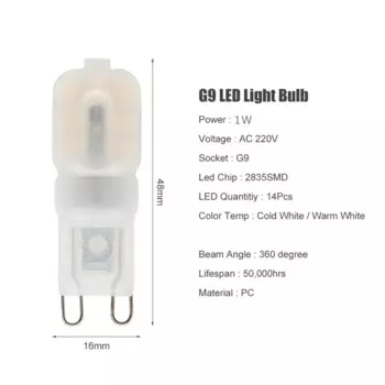 ANBLUB Светодиодная лампа G9 1Вт/2Вт 220В