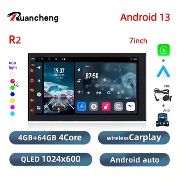 Android13 7 9 10-дюймовый автомобильный радиоприемник GPS 2 din Радио Стереоприемник Плеер 64G Мультимедийный плеер беспроводной CarPlay Android Auto Подарок