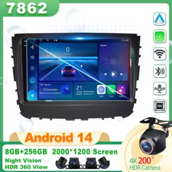 Android14 Для SsangYong Rexton 2019 8-ядерная интеллектуальная система Carplay Беспроводная Android Автомобильная зеркальная связь задняя камера Сенсорный экран