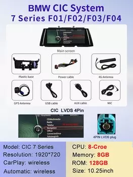 Android 13 10,25 дюймов беспроводной автоматический CarPlay для BMW 7 серии F01 F02 навигационный экран автомобильная мультимедийная центральная система Bluetooth