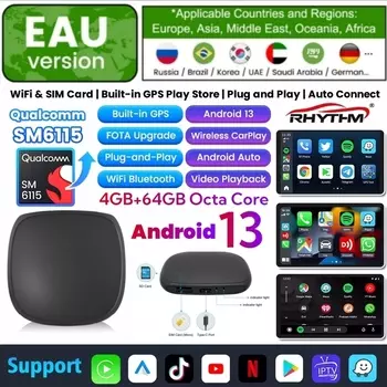 Android 13 CarPlay Ai Box 4 + 64G GPS WiFi 4GLTE для YouTube Netflix для Chery Tiggo 8 Tiggo 2 Tiggo 3 Tiggo 4 Arrizo 5 Arrizo 6 7