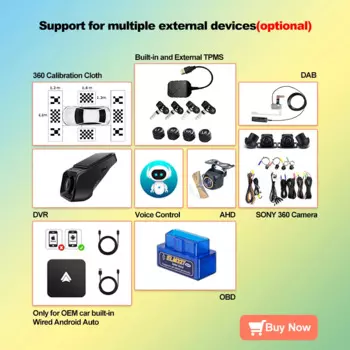 Android 13 для DAB + DVR TPMS CARPLAY OBD SONY 360 камеры для автомагнитолы DVD система мониторинга
