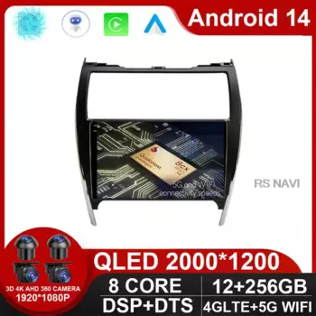 Автомобильный радиоприемник Android 15 для Toyota Camry US 2012-2017, беспроводной Carplay Auto DVD 4G LTE, авторадио, навигация, мультимедиа, Qualcomm GPS