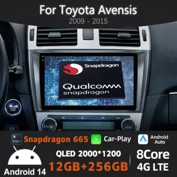 Android 15 беспроводной автомобильный радиоприемник Carplay для Toyota Avensis T27 2009-2015 мультимедийный проигрыватель Viedo 4G WIFI GPS NAVI QLED 2DIN