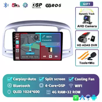 Android 14 Carplay Auto для Hyundai Accent 2008 2009 2010 2011, автомобильный радиоприемник, мультимедийный GPS-навигатор, стерео головное устройство DSP