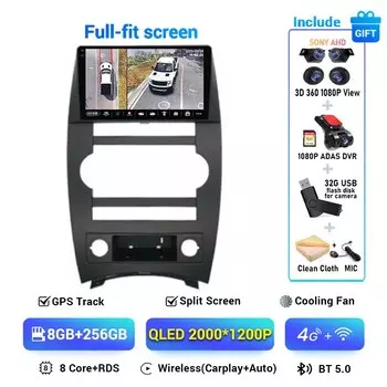 Android 14 Carplay Auto для Jeep Cherokee Commander XK 2005 2006 2007 2008 2009 2010 2011 Автомобильный радиоприемник Мультимедийный плеер GPS Стерео