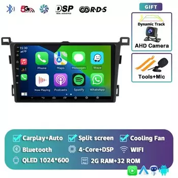 Android 14 Carplay Auto для Toyota RAV4 Rav 4 2013 2014 2015 2016 2017 2018 2019 Автомобильный радиоприемник Мультимедийный видеоплеер GPS головное устройство