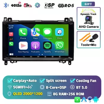 Android 14 для Benz Sprinter Volkswagen Crafter 2006-2016 2K QLED Android Автомобильный радиоприемник Мультимедийный видеоплеер GPS стерео CarPlay