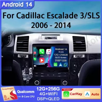 Android 14 для Cadillac Escalade 3 GMT900 2006-2014 SLS 2007-2012 Мультимедийный видеоплеер Стерео BT Автомобильный радиоприемник Навигация GPS