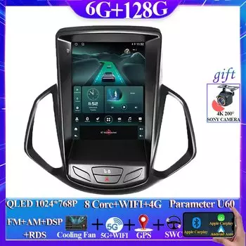 Android 14 для Ford EcoSport Eco Sport 2013-2018 9,7 tesla стиль Автомобильный мультимедийный плеер Сенсорная навигация 5G Wi-Fi Сенсорный дисплей