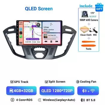 Android 14 для Ford Tourneo Custom 1 I Transit 2012 - 2021 автомобильное радио-навигация мультимедийный GPS автомобильный Carplay QLED экран дисплея