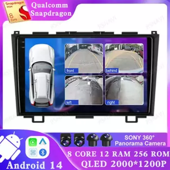 Android 14 для Honda CR-V 3 RE CRV 2007-2011 Беспроводная Автомобильная Мультимедийная магнитола GPS WIFI DSP Qualcomm Стерео DVD Навигация BT