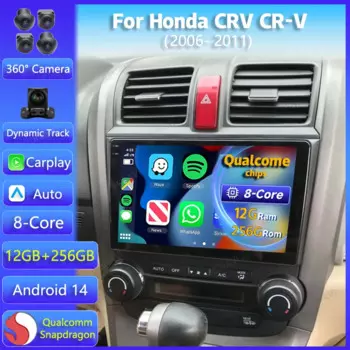 Android 14 для Honda CRV CR-V 2006 2007 2008 2009 2010 2011 Автомобильный радиоприемник с навигацией Мультимедийный плеер WIFI + 4G беспроводной Carplay Auto