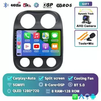 Android 14 для Jeep Compass Patriot 2010-2016 2K QLED Android Автомобильный радиоприемник Мультимедийный видеоплеер GPS AI Голосовой голосовой CarPlay