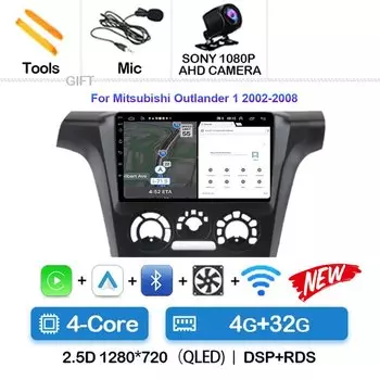 Android 14 для Mitsubishi Outlander 1 2002 - 2008 автомобильное радио мультимедийная Беспроводная навигация Carplay WIFI 4G GPS экран стерео