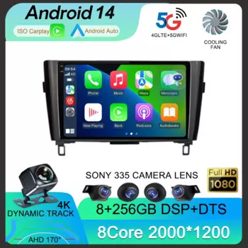 Android 14 для Nissan X-Trail Qashqai 2 J1T32 Qashqai J10 J11 2014 2015 2016 2017 2018 2019 GPS CARPLAY Автомагнитола без DVD