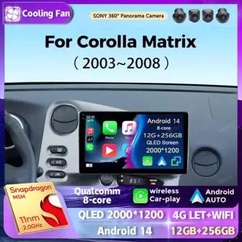 Android 14 мультимедийный плеер для Toyota Matrix E130 2003-2008 автомобильное радио 2k экран навигация GPS Carplay автомобильное стерео головное устройство
