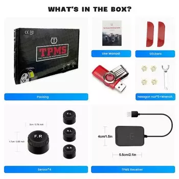 Android TPMS Внешний датчик запасного колеса Система контроля давления в шинах USB TPMS для автомобильной навигации Радио DVD-плеер Обнаружение