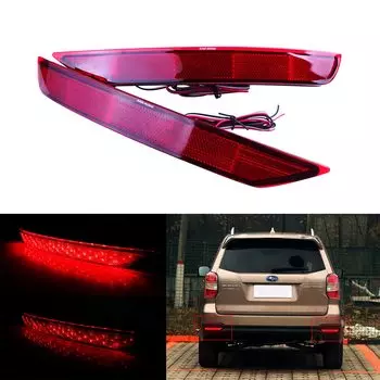 ANGRONG 2x красные линзы светодиодный отражатель бампера автомобиля задний стоп-сигнал для Subaru Forester 09-18