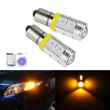 ANGRONG 2x Янтарный 435 H21W BAY9s лампа 10SMD светодиодный указатель поворота, боковой светильник, DRL