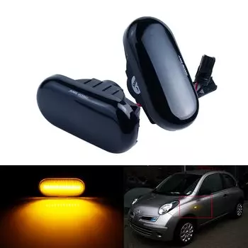 ANGRONG 2x Янтарный светодиодный индикатор, боковой повторитель, черная линза для Nissan Navara 350Z Tiida Pathfinder