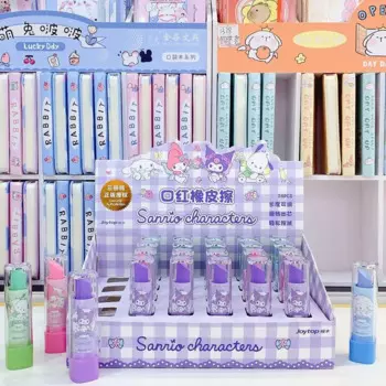 Анимация Sanrio 24 шт. Kuromemelo помада вращающаяся ластик симпатичный студенческий карандаш для удаления чипов Детские Канцелярские подарки