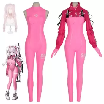 Аниме-игра Nikke Alice, карнавальный костюм, парик Victory Nymph, женский сексуальный розовый комбинезон, куртка, пальто, костюм, карнавальный наряд на Хэллоуин