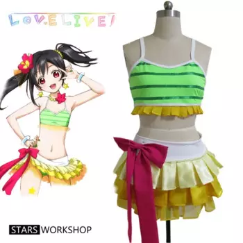 Аниме Lovelive! Женские костюмы для косплея Нико Ядзава, сексуальный милый летний купальник, костюм для бассейна