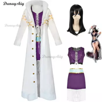 Аниме Нико · Робин, косплей костюм Miss · Allsunday парик большой меховой воротник белая накидка ветровка женский сексуальный костюм на Хэллоуин Карнавал