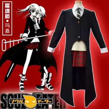Аниме Soul Eater Maka Albarn Косплей Костюм для женщин Девушка Юбка Комплект Тренч Униформа Хэллоуин Карнавальный Костюм Партии