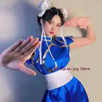 Аниме Street Fighter косплей chu-li Cheongsam платье комплекты для взрослых женщин милые карнавальные костюмы на Хэллоуин