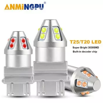 ANMINGPU 2x сигнальная лампа 3157 Led P27W 3156 T25 P27/7W Canbus 3030SMD W21W Led t20 7440 7443 W21/5W фсветильник светильник заднего хода