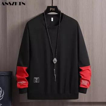 ANSZKTN Весенняя Новая мужская толстовка с круглым вырезом, пуловер и Топ с длинным рукавом