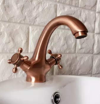 Античный красный медный латунный смеситель с одним отверстием с двумя ручками для ванной комнаты чаша умывальника, раковина смесители для воды mnf390