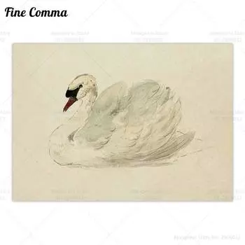 Античный плакат лебедь Fine Comma Style