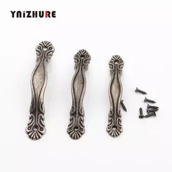 Античный сплав цинка Европейский ручка ящика Винтаж деревянный ящик шкаф для хранения ящиков цветок ручка под бронзу 10 шт.