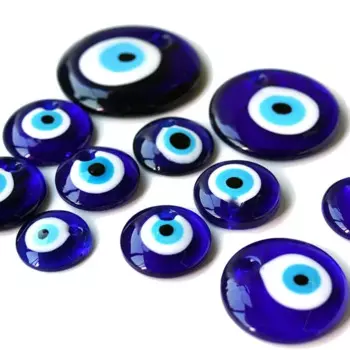 Антикварные 25/30/40/60 мм подвески от сглаза, бусины, круглые подвески Lucky Blue Eye, классический брелок в стиле панк, хип-поп, Lucky Blue Eye, изготовление брелоков