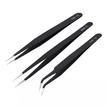Антистатический пинцет из нержавеющей стали, электроника, промышленный прецизионный изогнутый прямой наконечник, ручной инструмент для обслуживания и ремонта телефонов