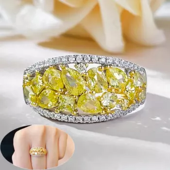 Apaison желтые высокоуглеродистые бриллиантовые кольца для женской фотокольца из серебра